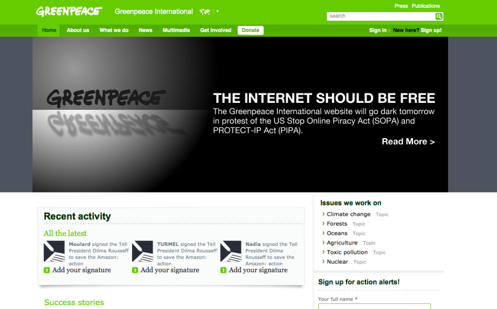Greenpeace International Home | Greenpeace International 2012-01-18 08-16-58