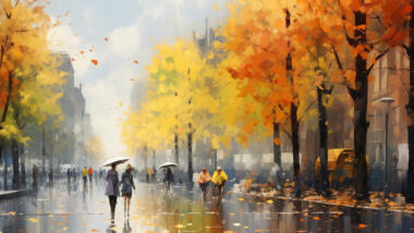 impressionism style, sunny autumn day in Berlin, no cars